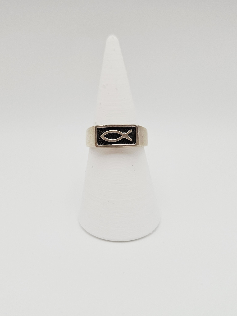 Sterling Silver Christian Ichthys Fish Signet Ring